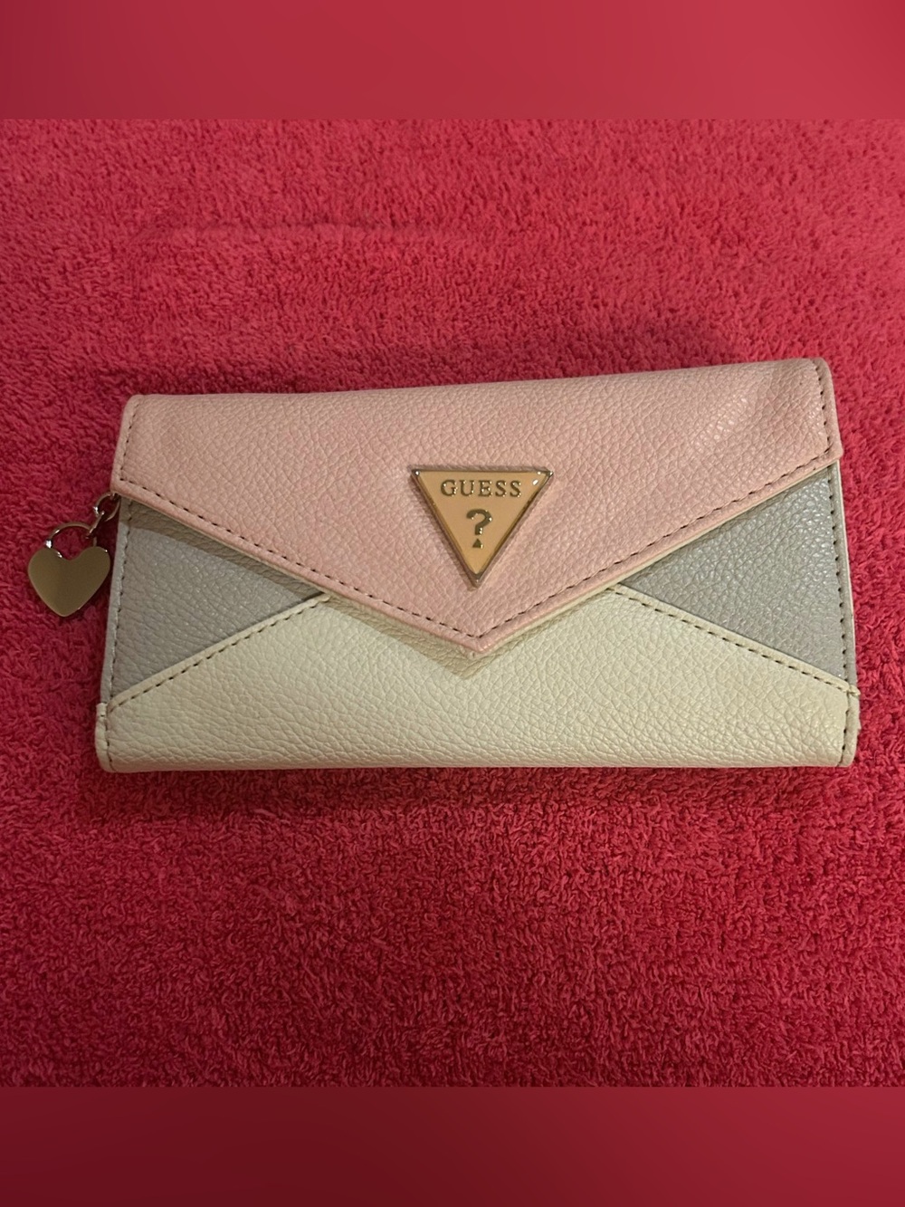 GUESS Tri-Tone light Pink and off White Envelope Wallet